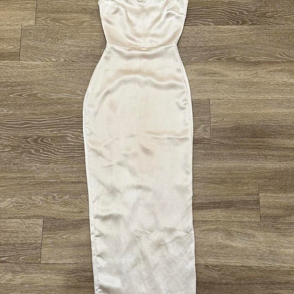 House of CB 'Constanza' Cream Silky Satin Maxi Dress